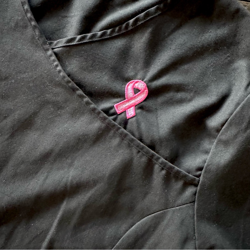 Denice Scrub Top Breast Cancer Awareness Pink Ribbon Detail Womens Size XL Shirt